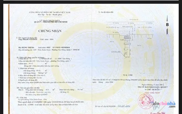 Bán Nhà số 659 đường Trần Xuân Soạn, phường Tân Hưng, quận 7