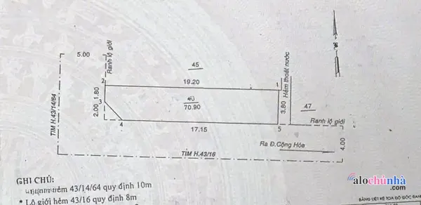 Bán Nhà số 43/16A Đường Cộng Hòa, Phường 4, Quận Tân Bình