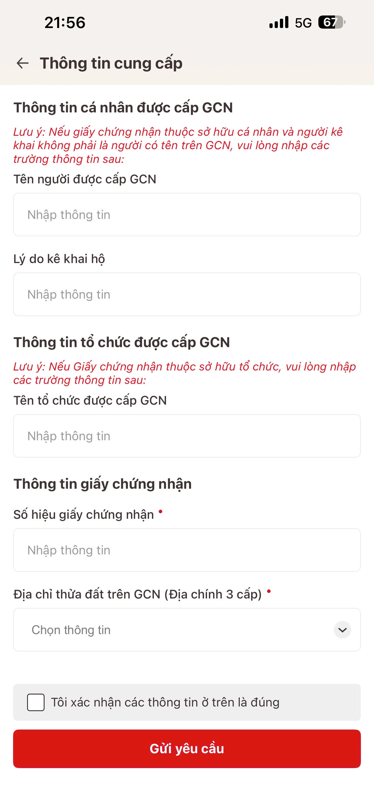 Nhập đầy đủ th&ocirc;ng tin v&agrave; 