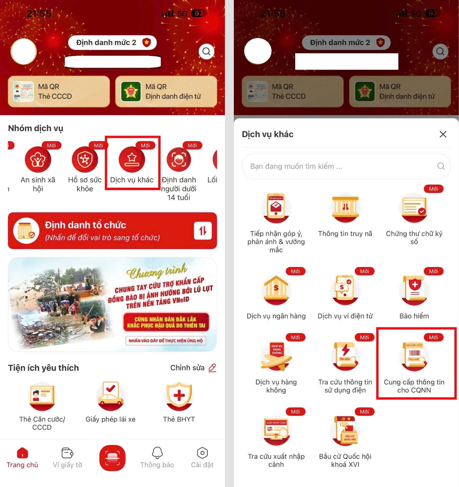 Đăng nhập v&agrave;o VNeID v&agrave; 